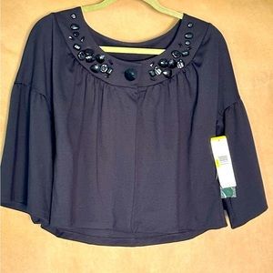 NWT Nine West lucky stars cropped bell sleeves blouse